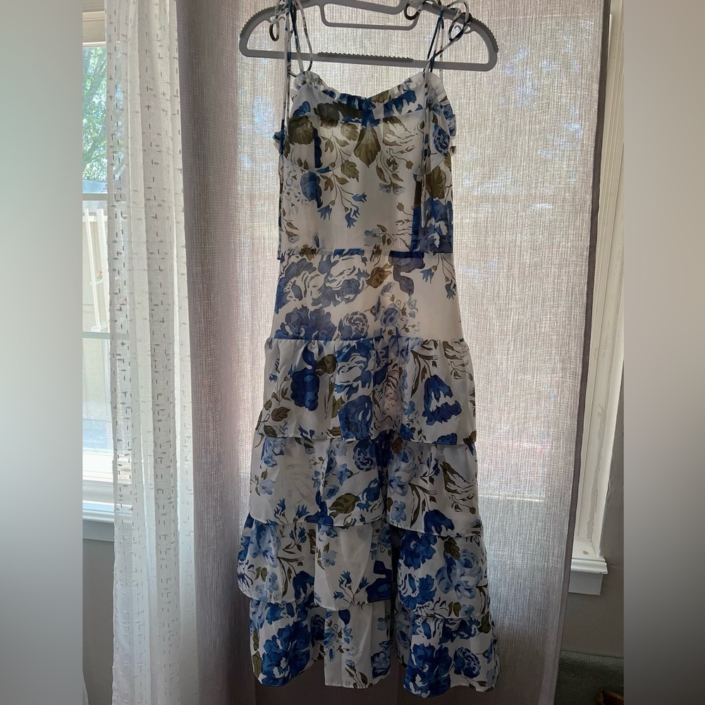 RIHOAS Blue and White Floral Maxi Dress